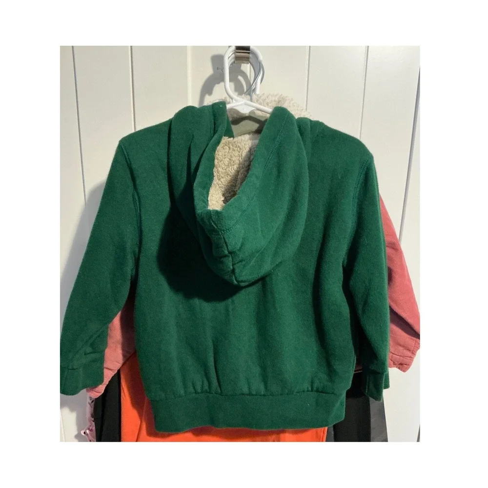 Gap Kids Toddlers Green Sherpa Lined Full Zip Arch Logo Hoodie Sweatshirt 3T